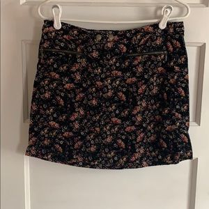 Black floral corduroy skirt